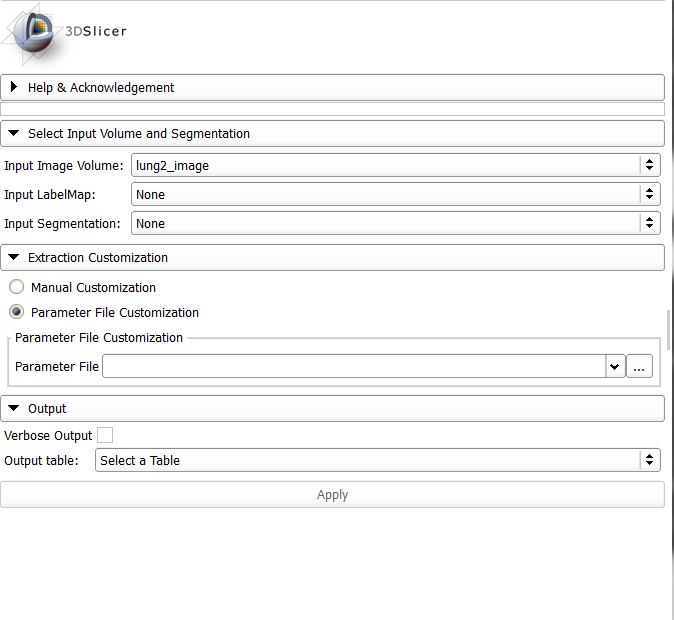 Slicer Radiomics new layout 2 (parameter file customization)